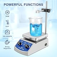 Vista 3 de Agitador magnético placa caliente con termómetro, placa de agitación magnética con recuperador de barra de agitación, agitador de placa caliente