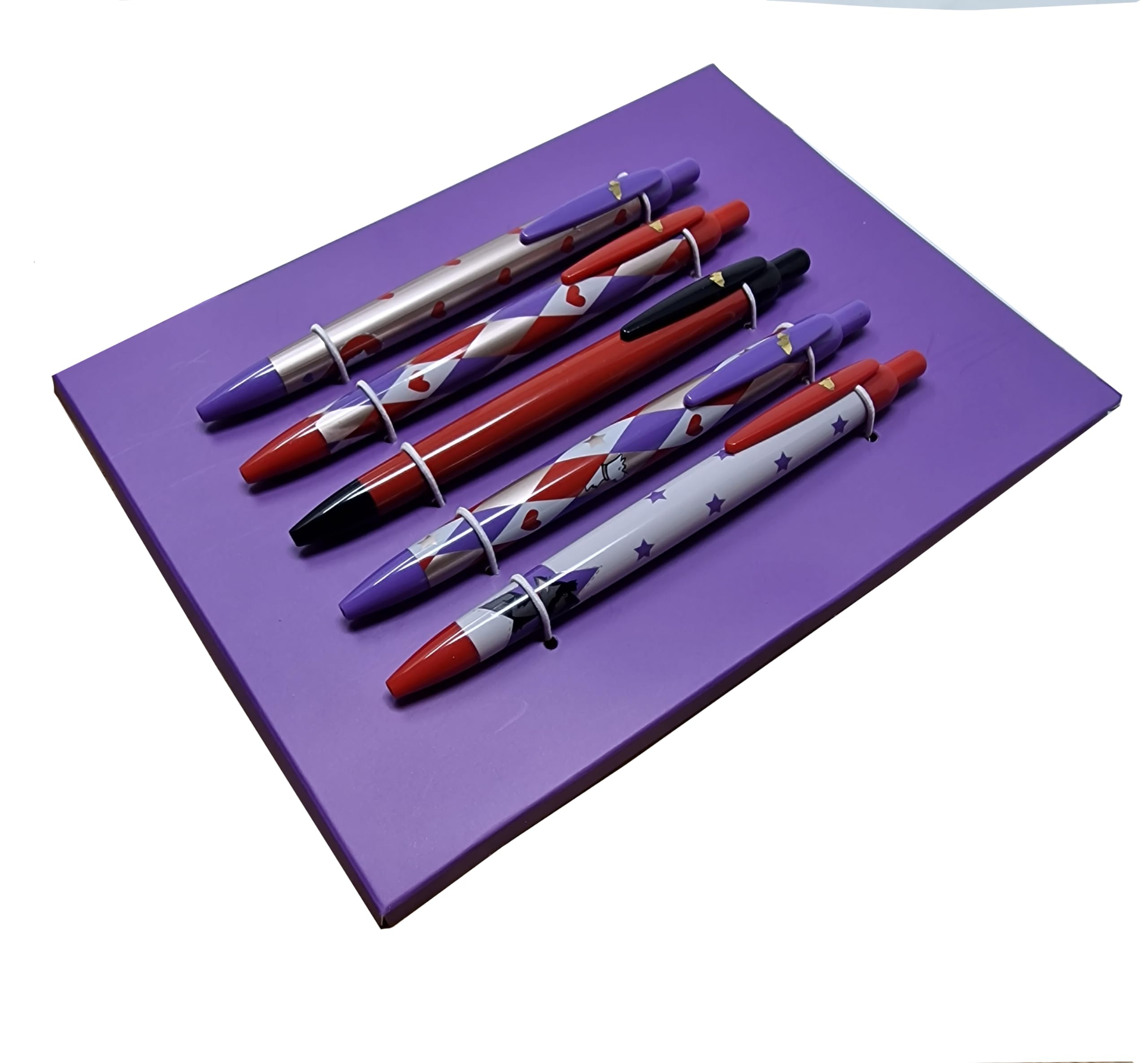 RADLEY London Black Ink Pen Set of 5, Plastic Retractable Pens, Cute Click Pens for Office or School Supplies Harlequin - Image 2