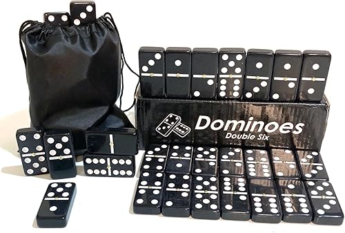 Miniatura 7 de Juego de dominó clásico negro doble seis, de calidad, apto para viajes, regalo ideal, tamaño grande, color negro, perfecto para toda la familia,
