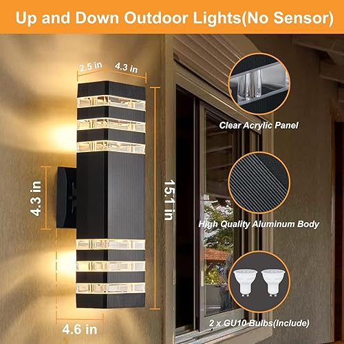Miniatura 10 de DASTOR Paquete de 4 luces de pared para exteriores, modernas luces exteriores de montaje en pared para casa, aplique de pared de aluminio