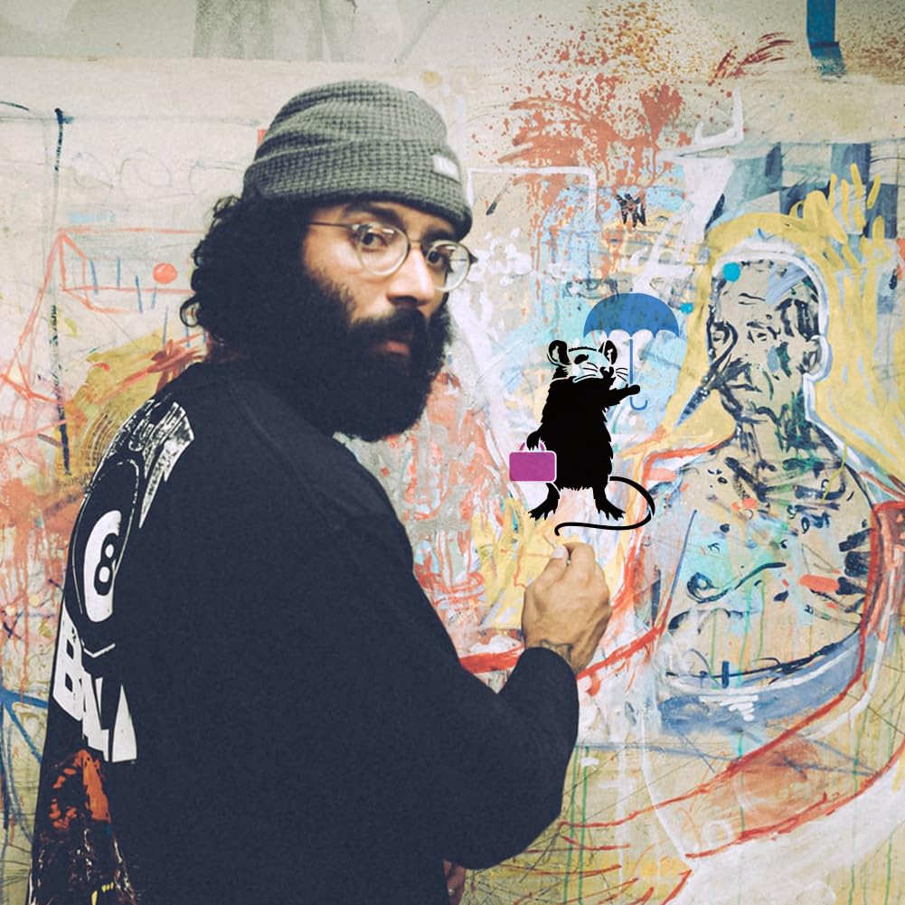 6 Stencil Banksy Rat - Modelli Riutilizzabili In PET Per Pittura Su Muro, Legno, Tela, Design Artistico - Foto 11