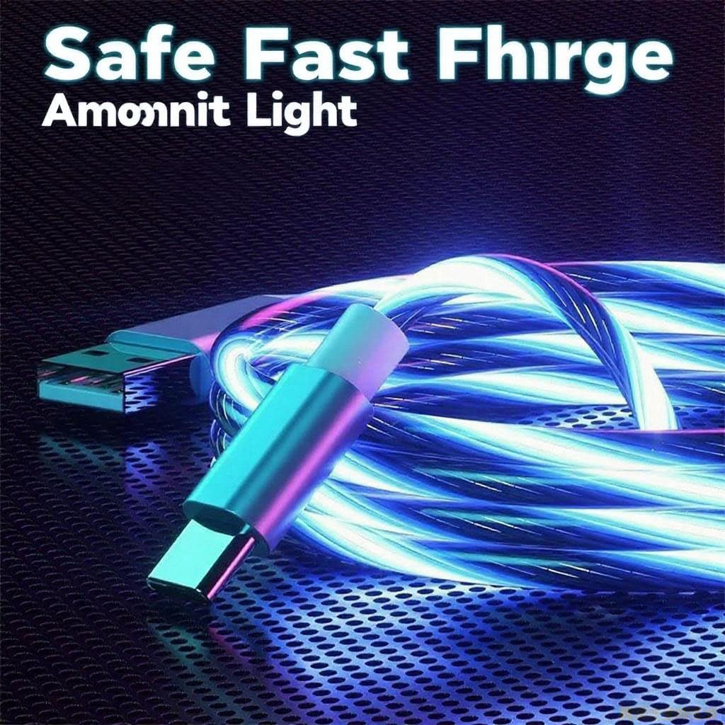USB Cable PD Fast Charger Lighted Up (USB A to C Blue),Mobile Phone Data Cable, Charging Cable, Supports Data Transfer, 39-inch, TPE Material, Compatible with Almost All Type-C Devices. image 2