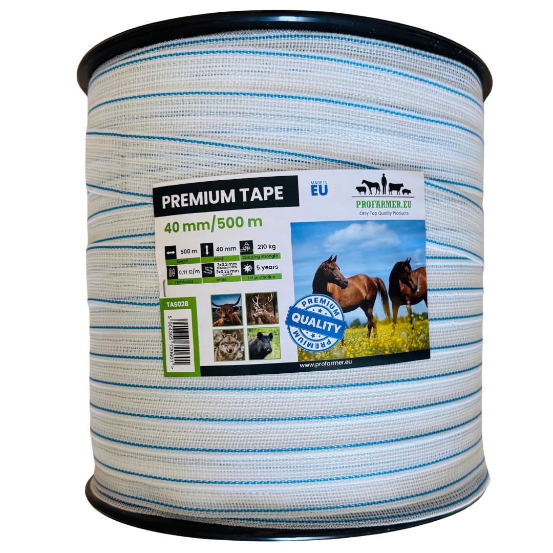 Weidezaunband 40mm 500m mit Drähten aus Kupfer 3x0,3mm 0,11 Ohm/m