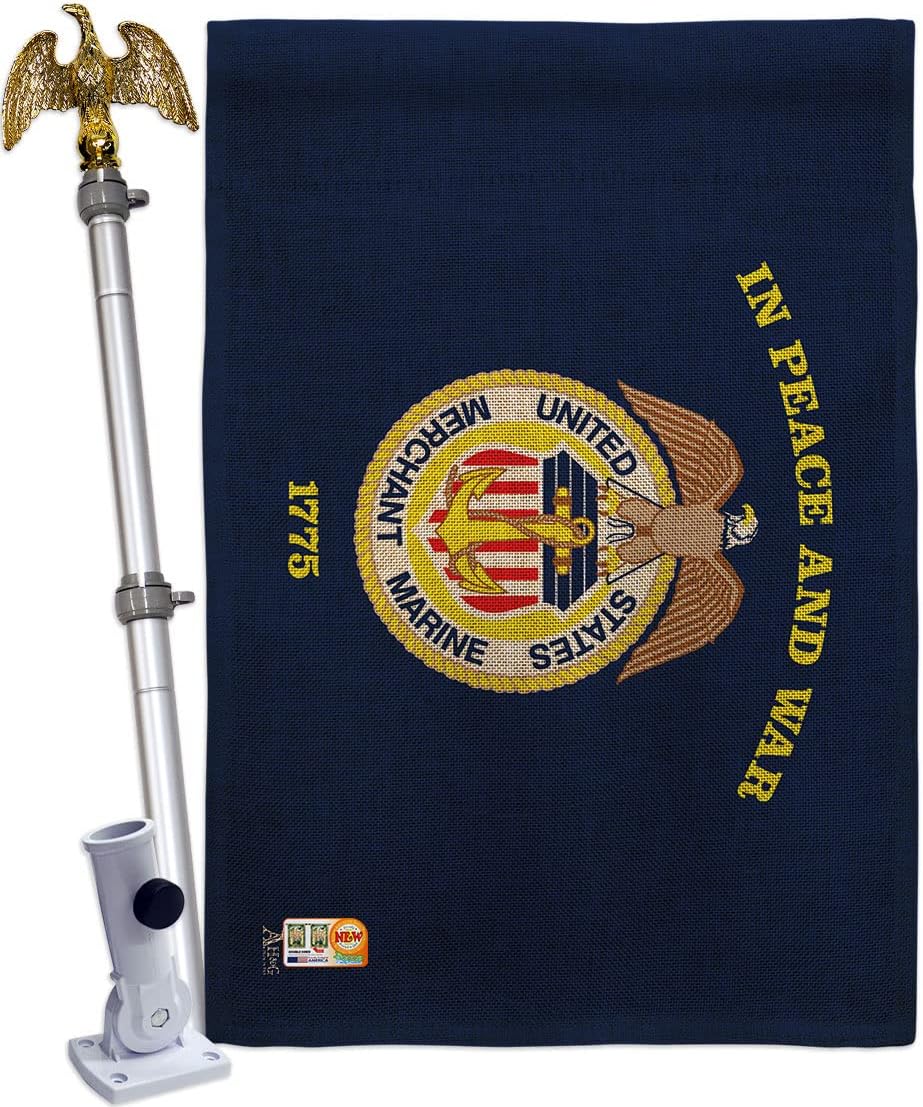 Marine Corps Merchant House Flag Armed Forces USMC Semper Fi United State American Military Veteran Retire Official Small Decorative Gift Yard Banner Double-Sided Made In USA 28 X 40
