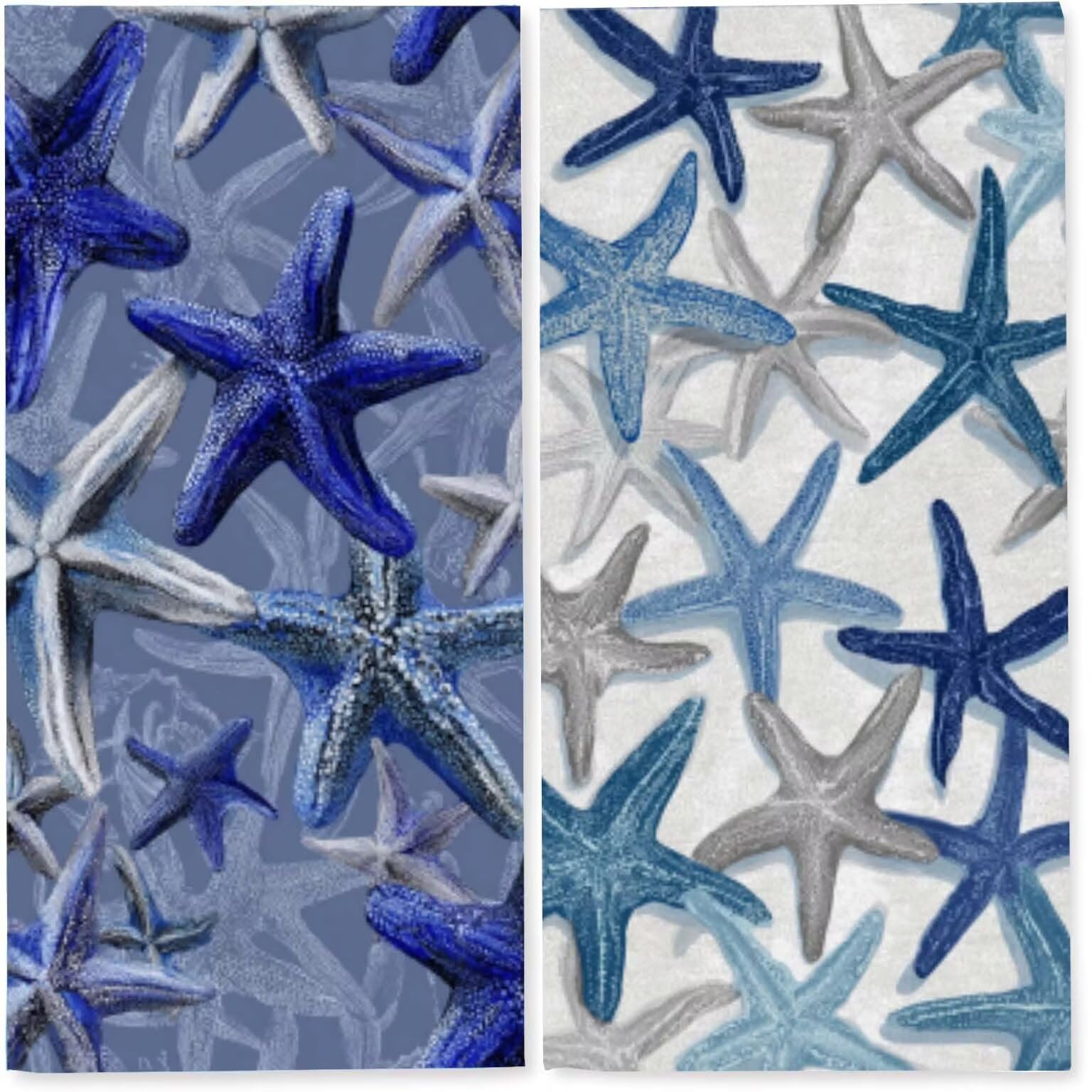 Strandtuch XXL 2 Set Microfaser Handtucher Mikrofaser Badetuch Beach Towels 90x200 cm Schnelltrocknend Dünn Strandtücher Leicht Badehandtuch Stranddecke Sandfrei Microfasertuch (Seestern Blau) z-1456