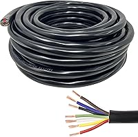AllStarTruckParts Heavy Duty 14 Gauge 7-Way RV Trailer Wire - 100% Pure Copper Conductors, Color Coded, SAE/DOT Approved, 25 FT Roll