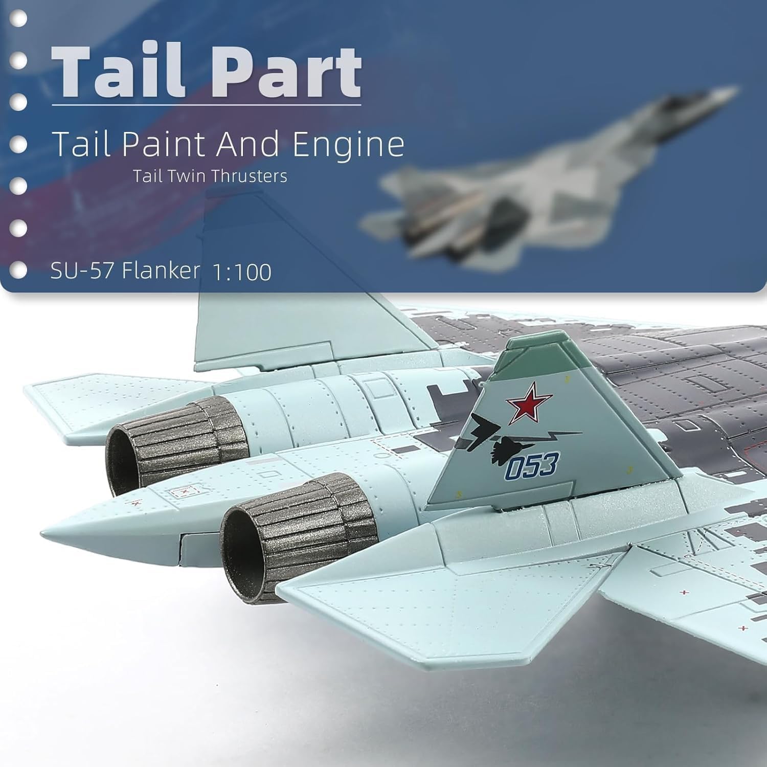 NUOTIE 1/100 SU-57 Aircraft Russian Sukhoi Fighter Diecast Metal Model Kit - Pre-Build Model for Adults Enthusiasts Collections or Gift