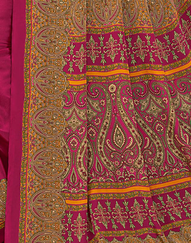 Image of SIRIL Women's Crepe Silk Printed Saree with Unstitched Blouse Piece