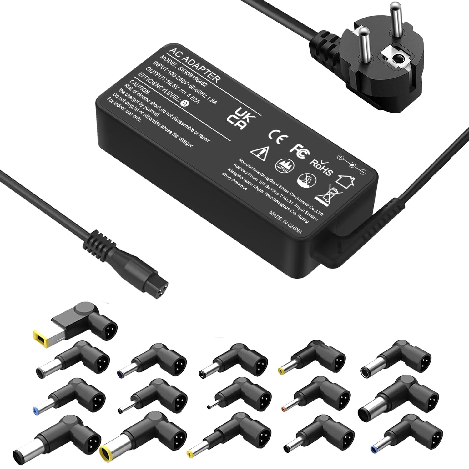 Universal-Ladegerät für Laptop, 90 W, mit 16 Tipps, Netzteil, kompatibel mit HP Dell Len-OVO Acer ASUS IBM Samsung Toshiba Sony Gateway Notebook Ultrabook Chromebook