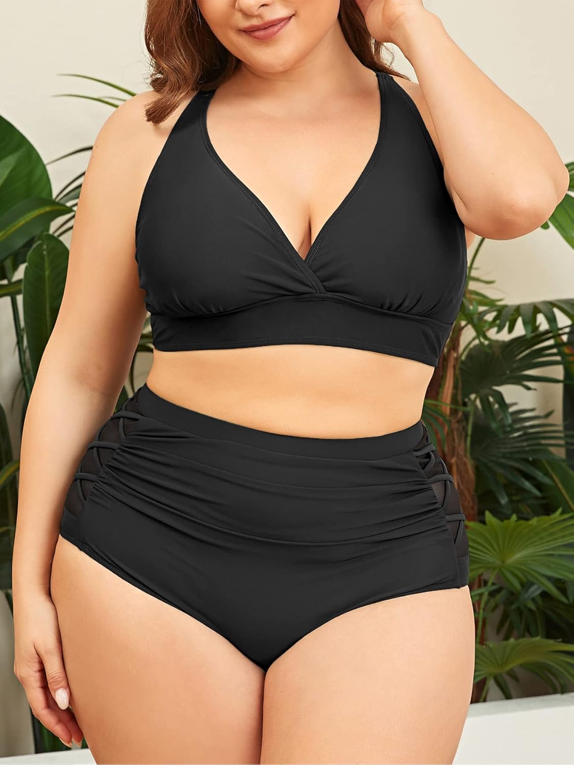 American Trends Womens Plus Size Bikini Set - Tummy Control, High Waisted 2 Piece Swimsuits Bathing Suits - Image 4