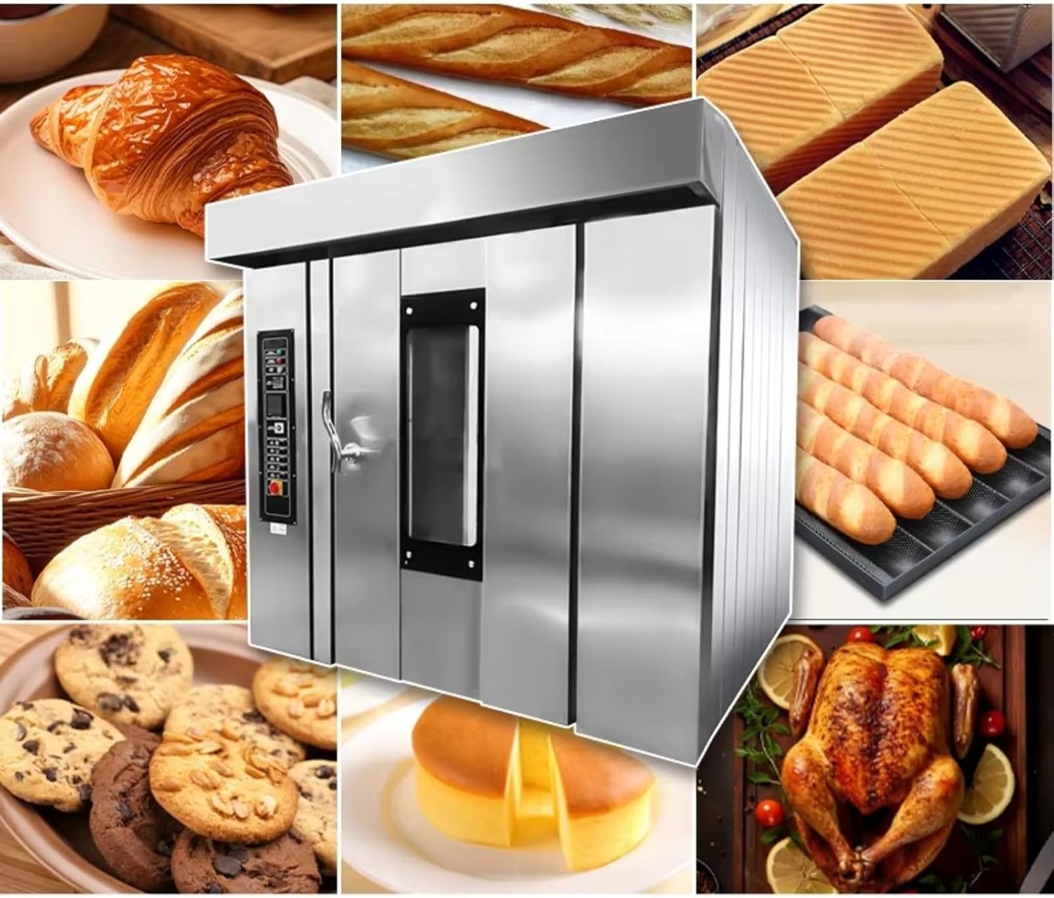 Rotating Convection Oven 32 Tray, Gas or Electric Oven, High Capacity, Multi - Rack, Fast Cooking for Pizza, Pastries, Baked Goods, for Bakery, Catering, and Restaurant Kitchen Use
