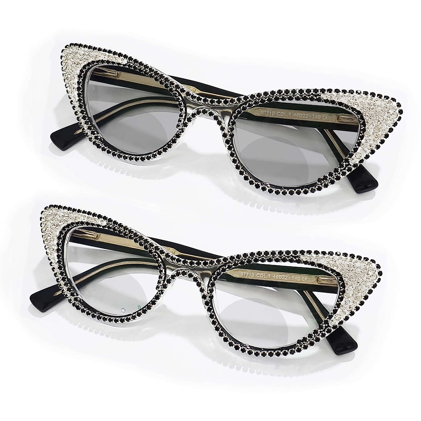laureles Crystal Rhinestone Bling Photochromic Bifocal Cat Eye Reading Glasses for Women Transition Readers L18
