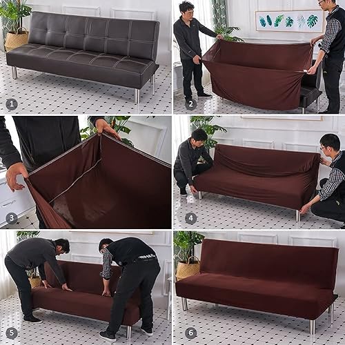 Fundas de futón elásticas sin brazos, protector de muebles para futón plegable, funda de sofá sin brazos, funda de sofá plegable con parte inferior