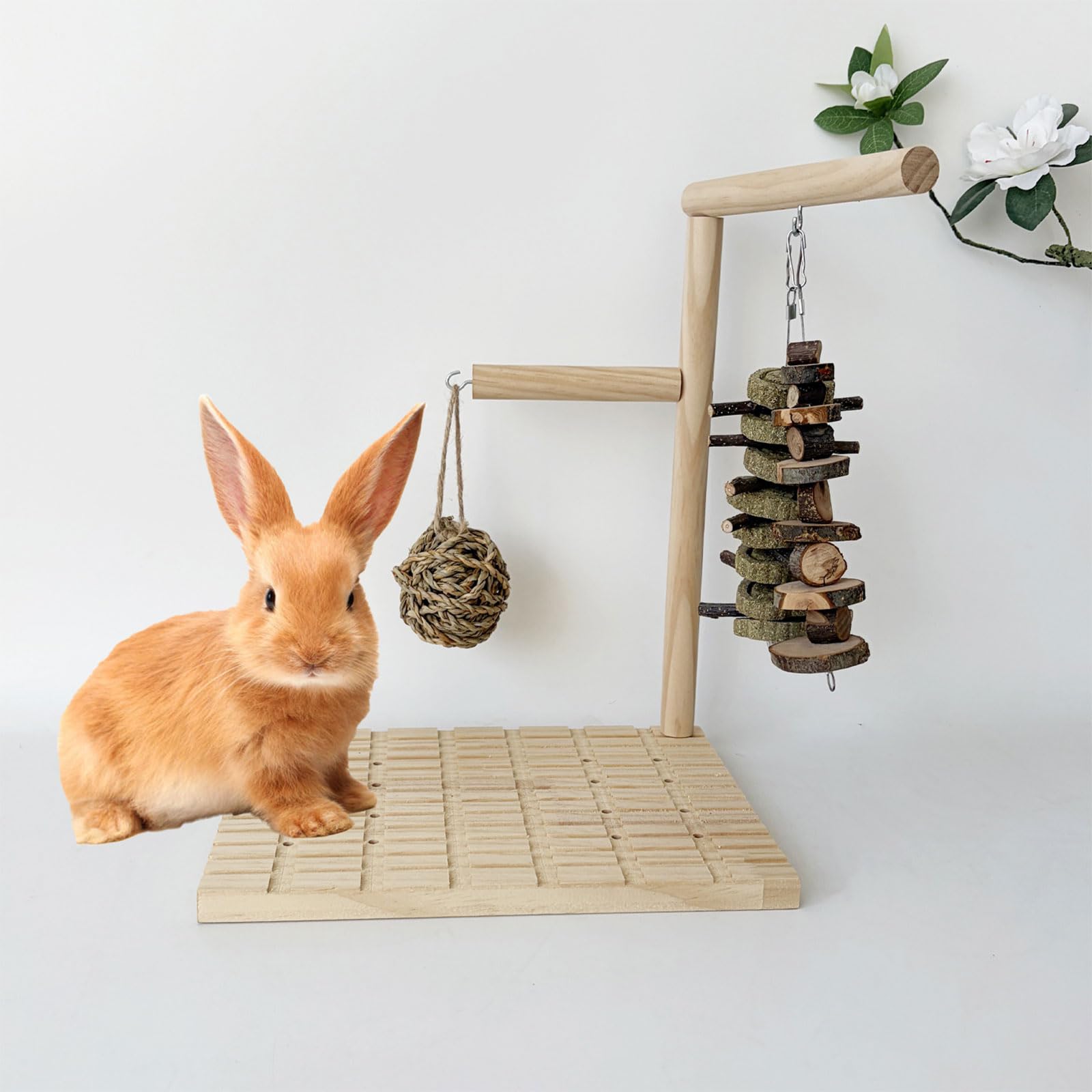 ordinarYone Kaninchen-Kauspielzeug mit Schleifbrett, Beißschnur und Grasball für kleine Haustiere, Gesundheit, Unterhaltung, Aktivitätsspielzeug