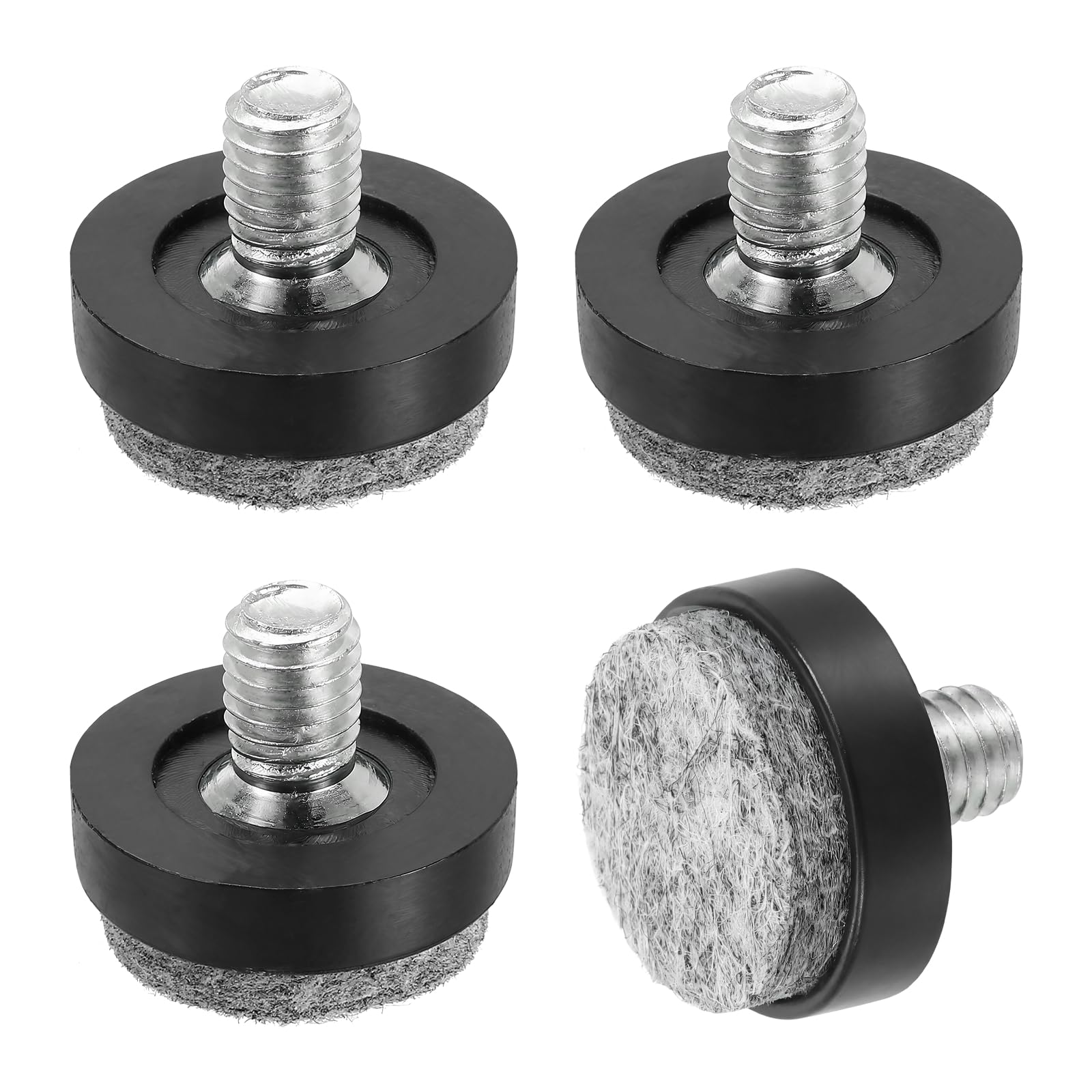 sourcing map 4 Pcs Adjustable Furniture Leg Levelers, M8x25x10mm Threaded Screw-in Leveling Feet Pad Floor Protector for Tables Cabinets Chairs Sofa Outdoor Furniture Feet, Black — image 1
