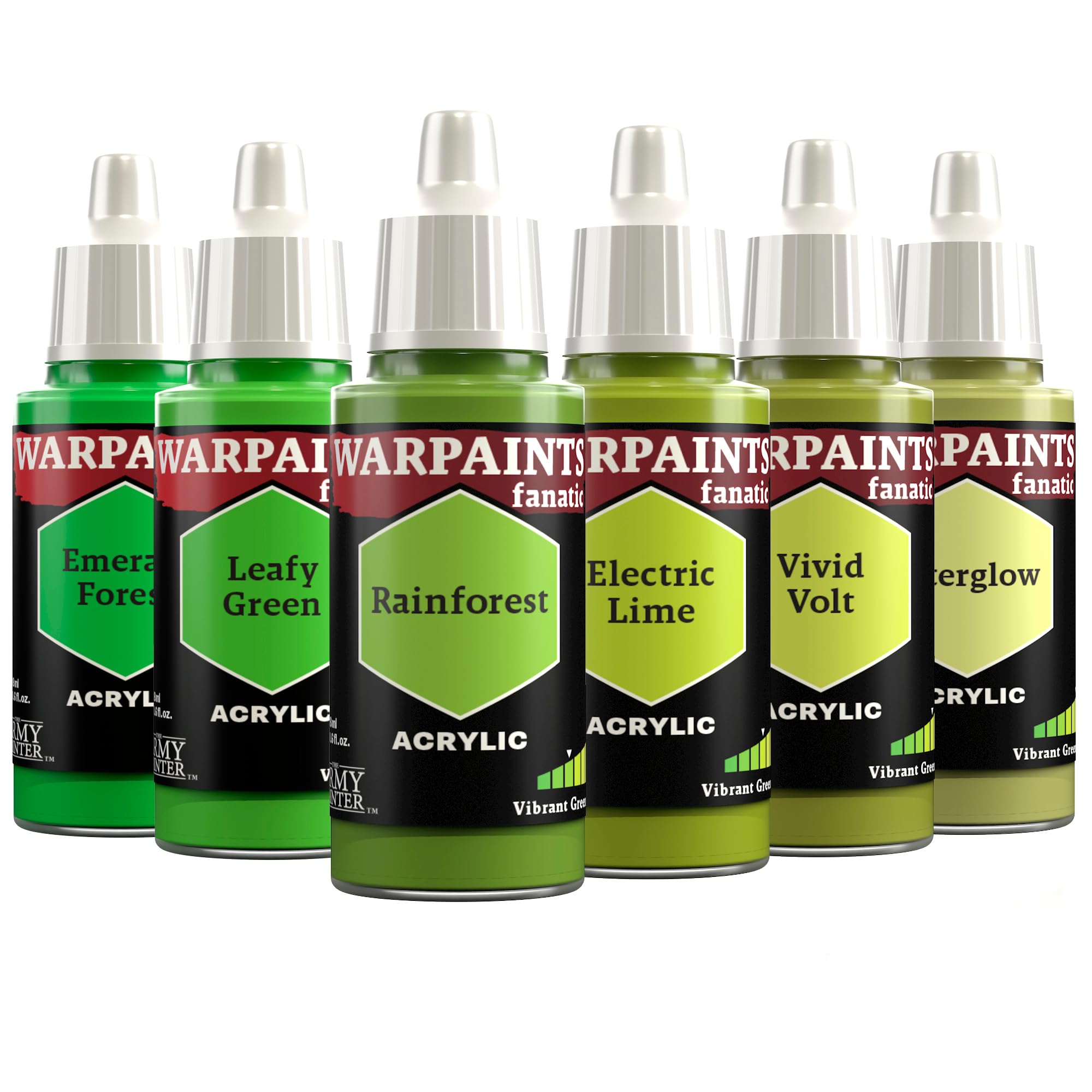 The Army Painter, Warpaints Fanatic Flexible Triad: Vibrant Greens, 6 x 18 ml Acrylfarbe, Miniatur-Hobbybemalung, Für Miniatur-Wargaming