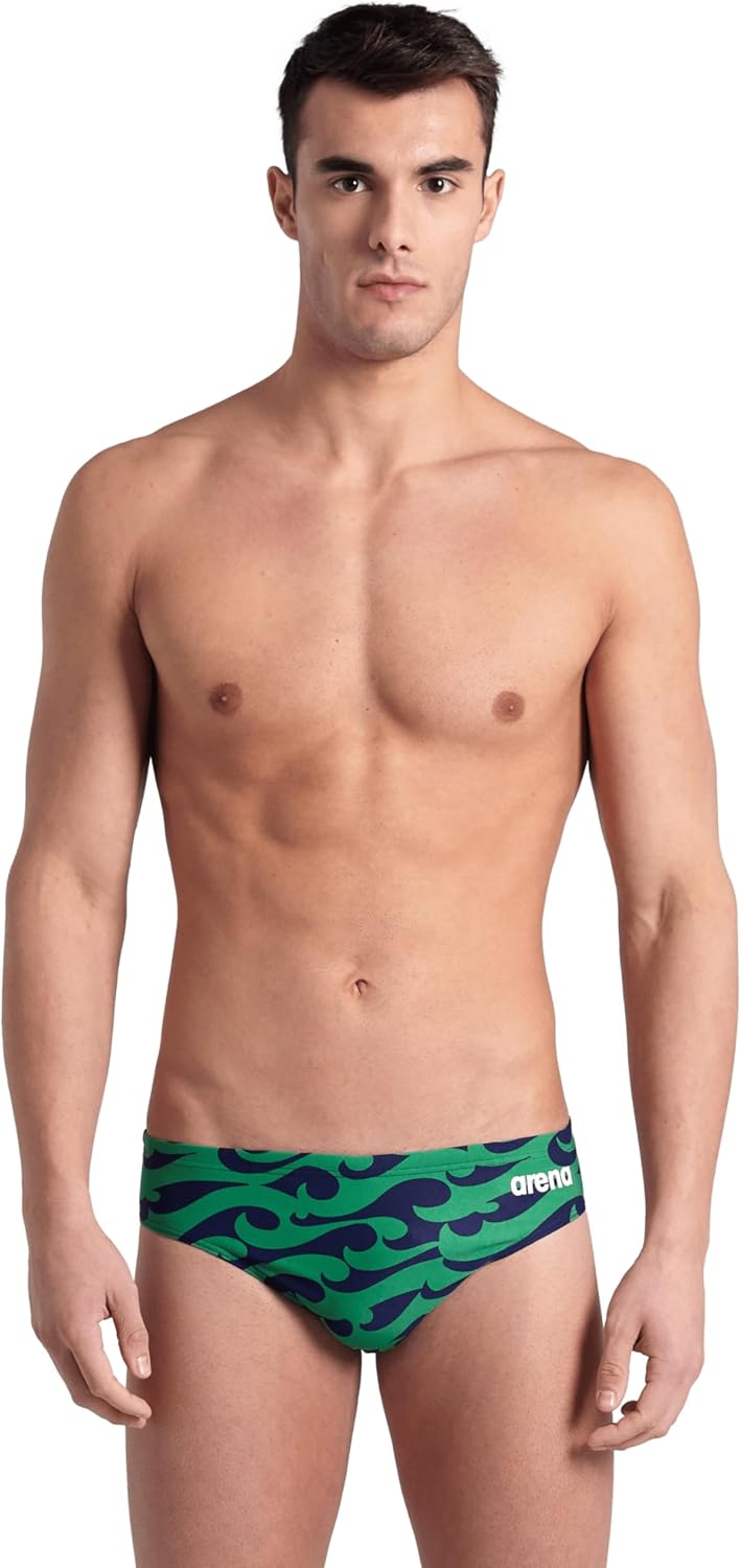 Arena Men's Performance Surf's Up II Team Print Swim Brief Intensive Training Pro Bathing Suit