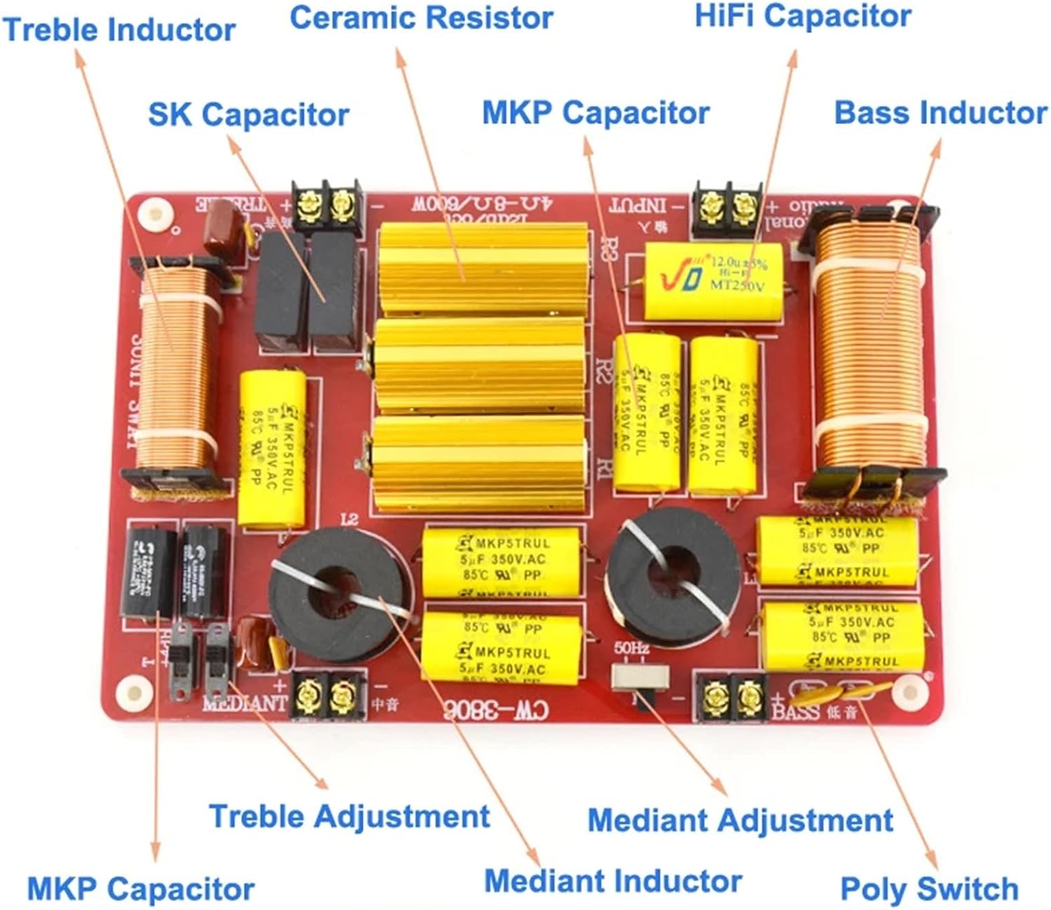 1PCS 3 Way 600W Professional Speaker Frequency Divider Stage Home Theater 6-12"" Woofer 3 Unit High Power Audio Crossover Filters
