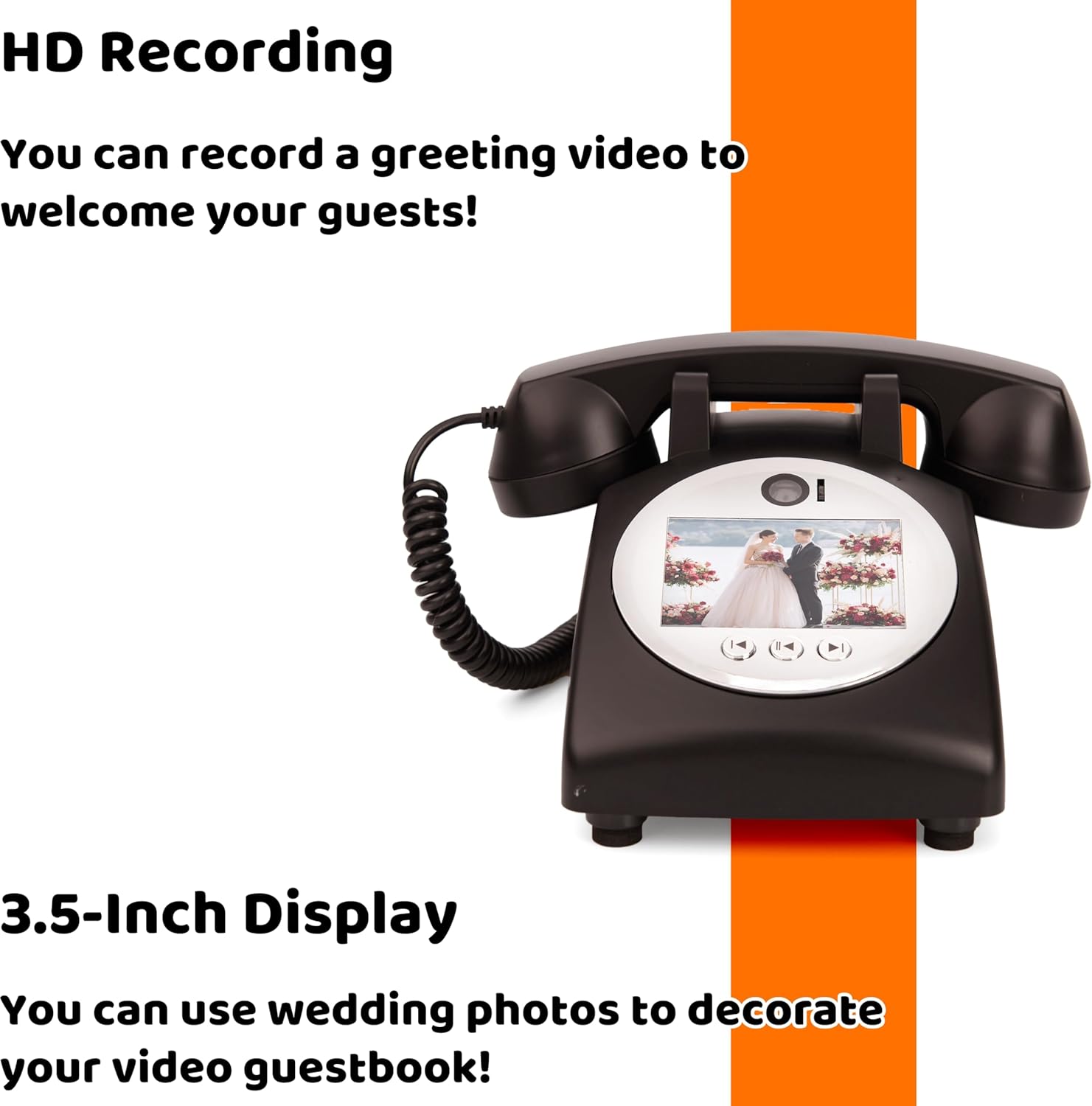 RetroVox Video & Audio Guest Book Wedding Phone Guestbook Creative Easy to Use & Fun Engagements Anniversaries Baby Showers Graduation (C Black)