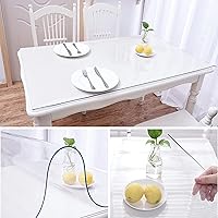Vista 3 de Mantel de PVC transparente transparente para mesa de escritorio, protector de mesa, resistente al agua, de vidrio suave, tamaño personalizado 0.039