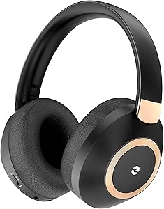 Wireless Bluetooth Headphones, Over Ear Headphones, Noise Cancelling, 100 Hours Playtime, 5.3 Bluetooth Headphones with ANC Mode, Hi-Res Audio, Deep Bass, Black