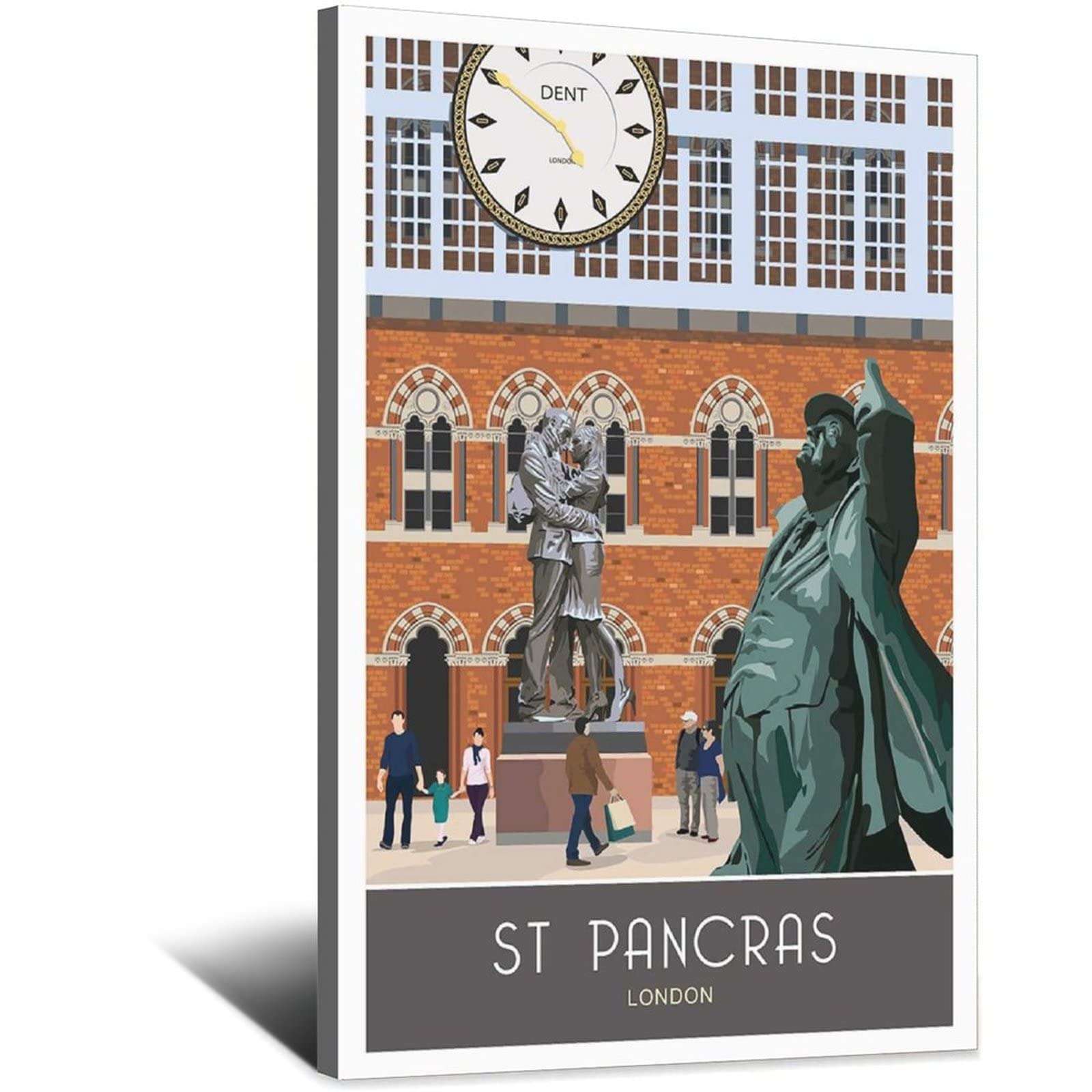 Cartel decorativo de viaje de la estatua de San Pancras de Londres de la vendimia de San Pancras Cartel decorativo de la lona del dormitorio moderno del arte de la pintura