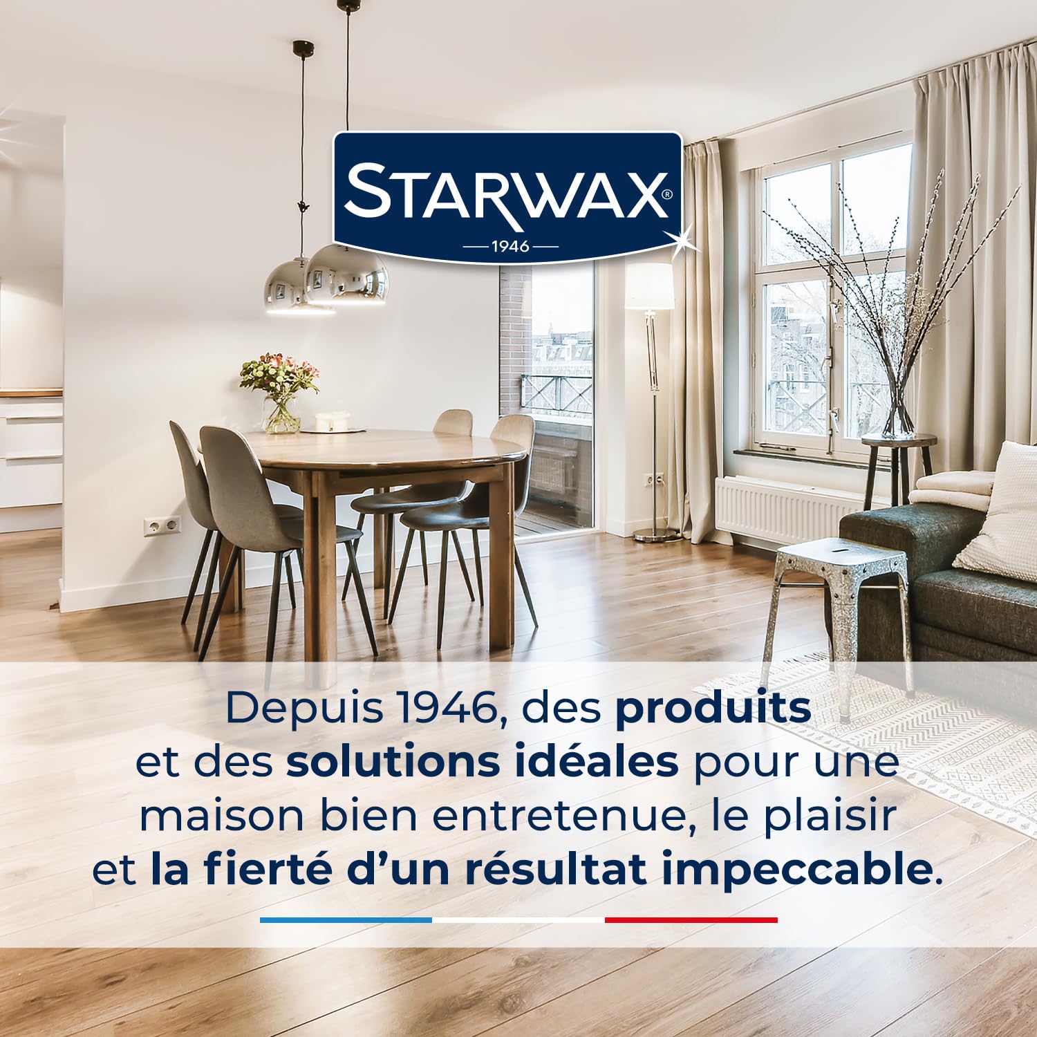 STARWAX Cire nourrissante patine à l'ancienne pour tomettes et terres cuites 1L, rouge tomette, embellit nourrit et protège, effet ciré satiné, formule anti-tache, non glissant, 30m²/L