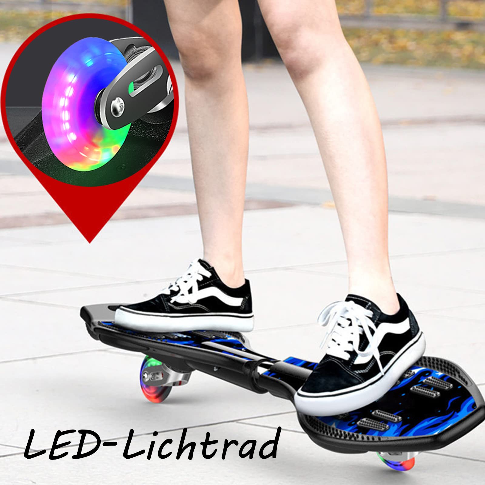 Waveboard Kinder ab 10 Jahre, Streetsurfing Snakeboard Waveboards mit Leuchtrollen, Skateboard für Kinder und Jugendliche, Bis 129 kg, 87x23x12,5 cm