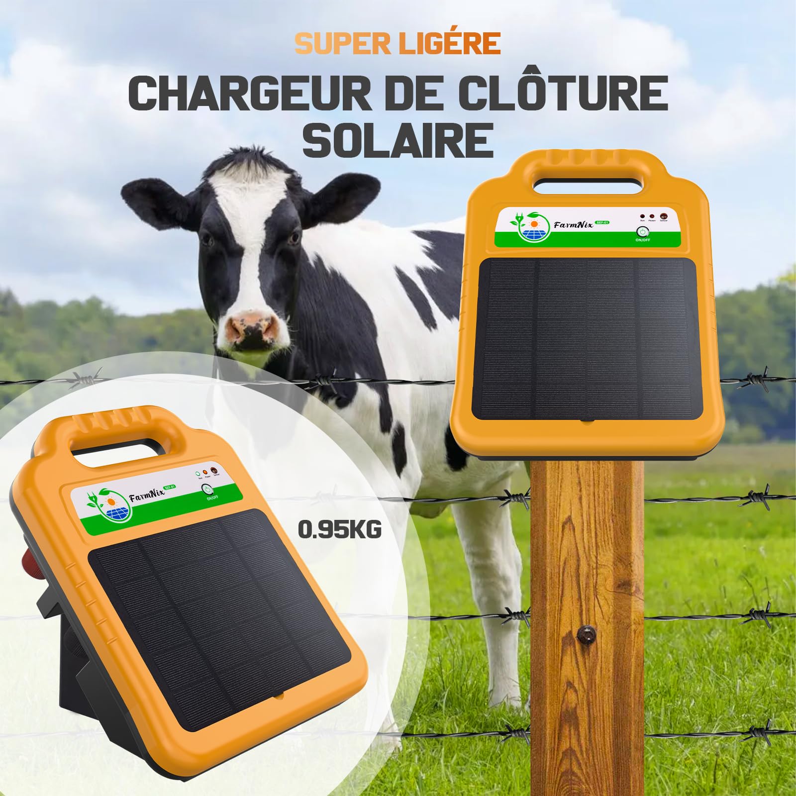 16 KM Pastor Electrico Solar, 8KV 0.2J Cerca Eléctrica Controlador | Pastores Eléctricos para Caballos, Ganado, Ovejas, Jabalíes, Cría de Animales Pastores, para Granja Pastar Jardín, IP55