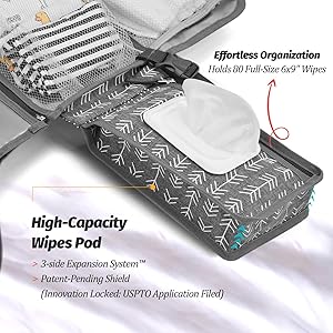 Portable Diaper Changing Pad - Changing Pad Portable with Wipes Pocket, Waterproof Diaper Changing Mat, Portable Changing Pad for Baby, Newborn Gift (Grey Arrows)