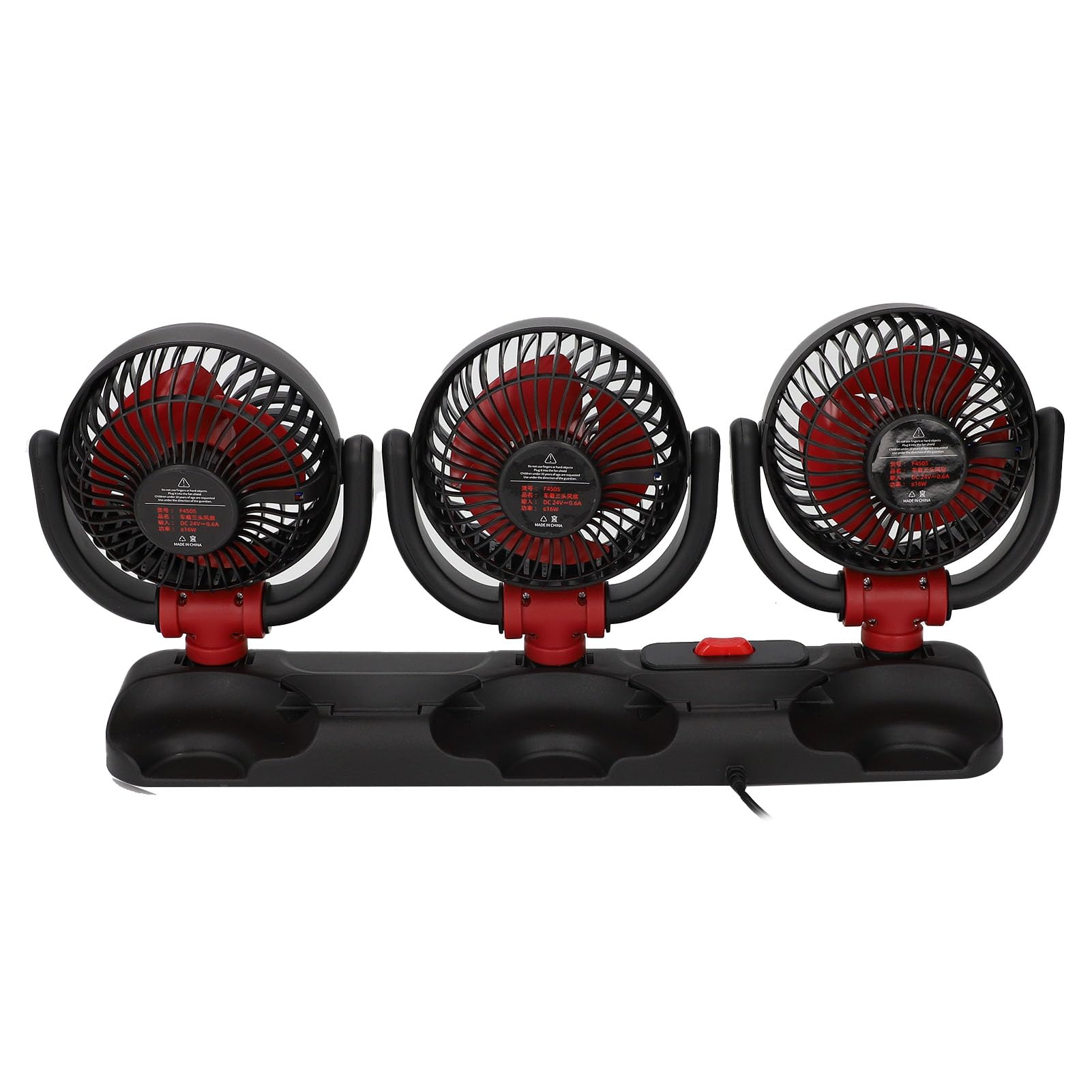 Ventola di Raffreddamento a 3 Teste Ventilatore Elettrico per Auto Portatile 12V PVC Triplo Flusso d'aria con Supporto per Telefono Supporto a Ventosa per Camion SUV RV Van Boat Drivers (24V)