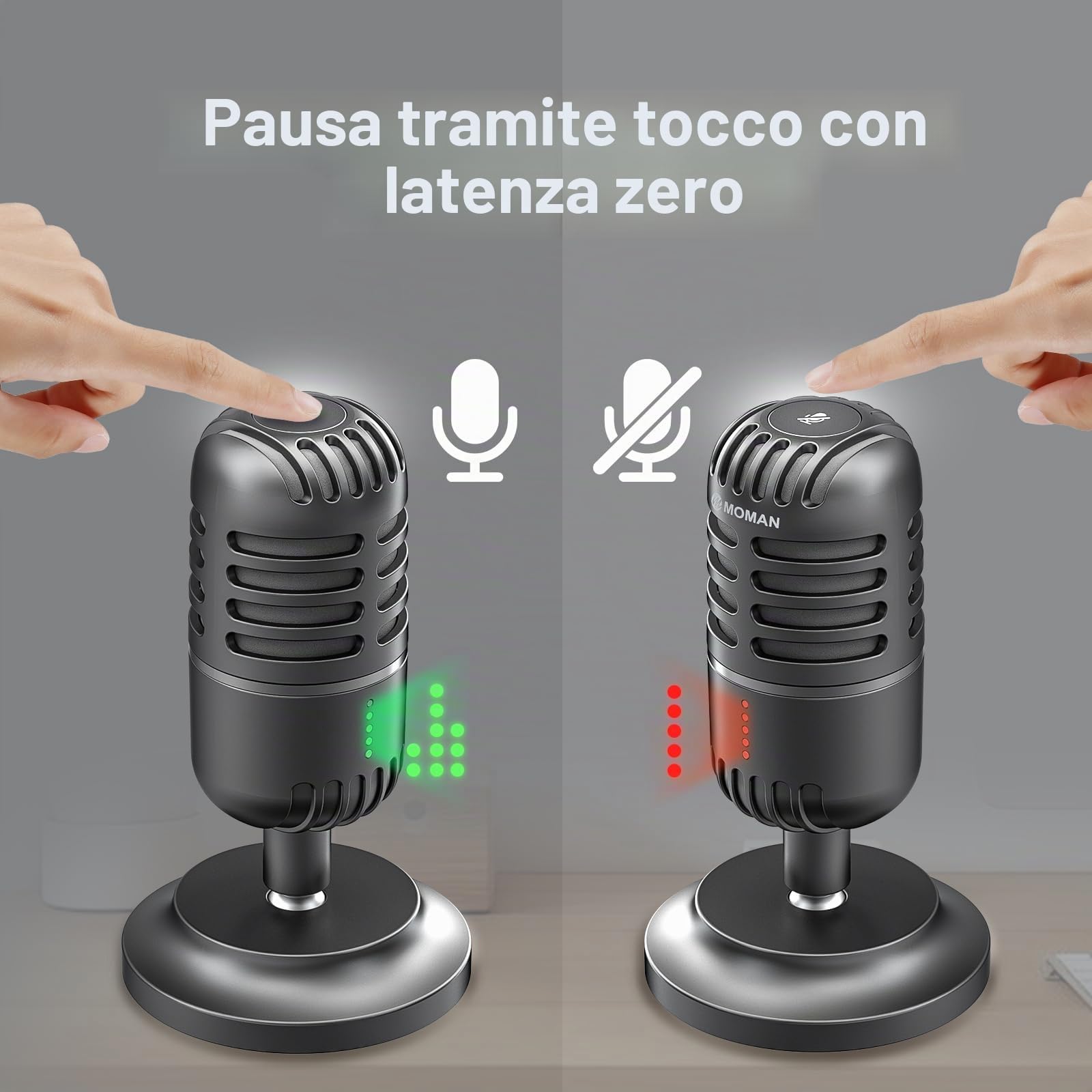 Microfono pc, microfono streaming per PC, PS4, PS5, condensatore microphones USB C per giochi, podcast, registrazioni, streaming, con muto/gain, adattatore per telefono, compatibile con Mac, Winows