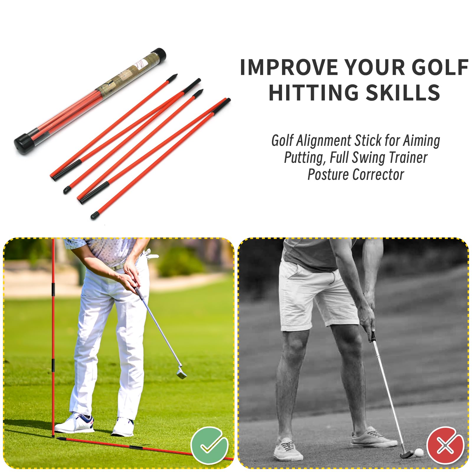 ゴルフ アライメントスティック Amazon | ゴルフアライメントスティック2本パック、アップグレードされ