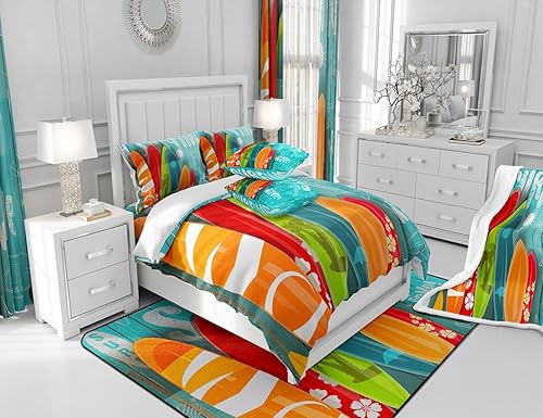 Miniatura 5 de Alfombra temática de playa de 5 x 7 pies, diseño de palmera oceánica, para sala de estar, dormitorio, para niños, vacaciones de verano, juego de