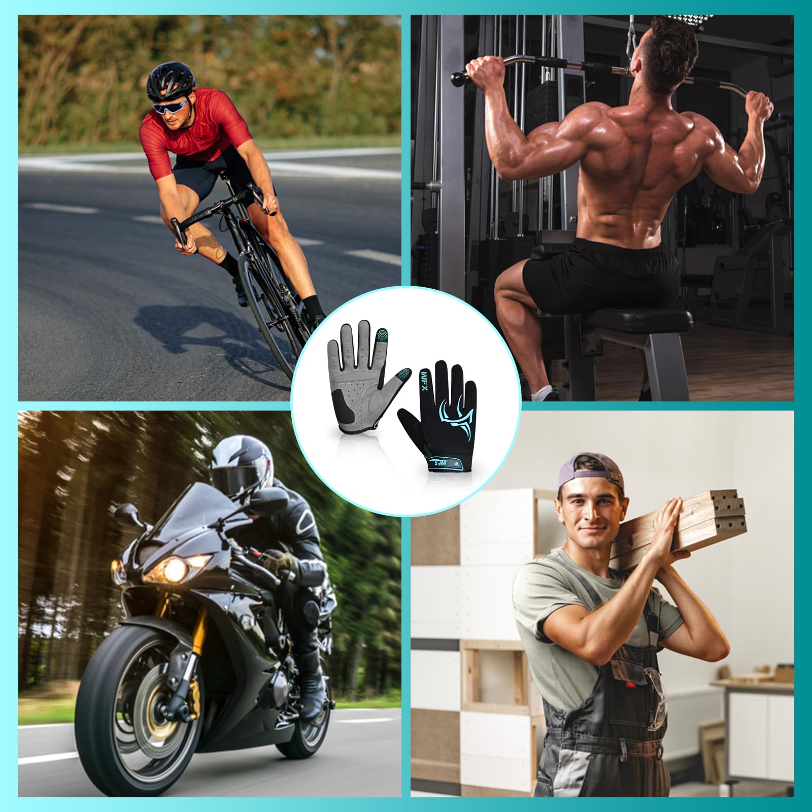 Guantes de ciclismo de dedo completo con pantalla táctil para MTB, carretera, BMX y motocicleta, acolchados antideslizantes transpirables