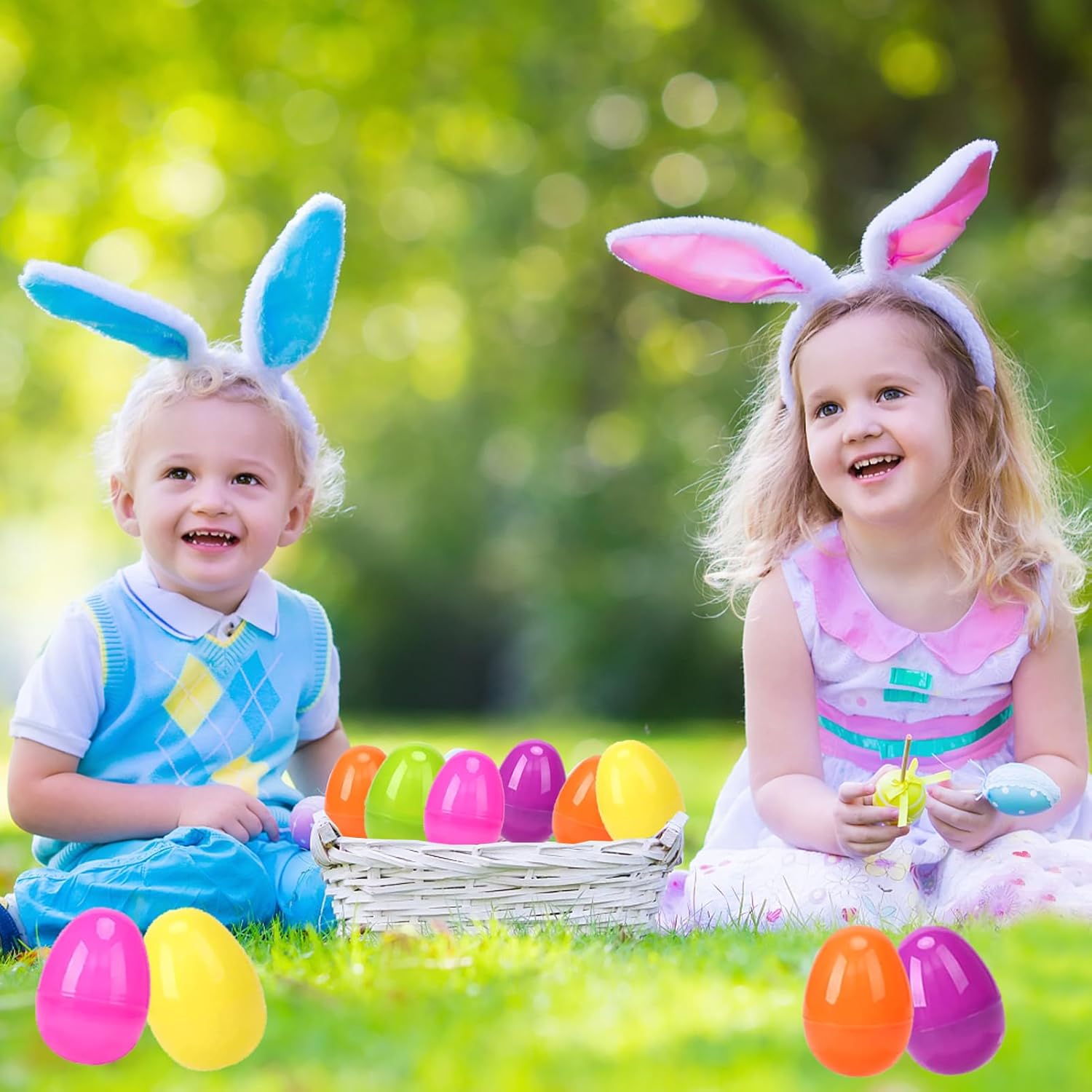 36PCS Large Plastic Easter Eggs, 3.5" Empty Plastic Easter Egg with Assorted Bright Colors for Easter Eggs Hunt, Easter Basket Stuffers, Filling Treats, Party Favor and Classroom Prize Suppy