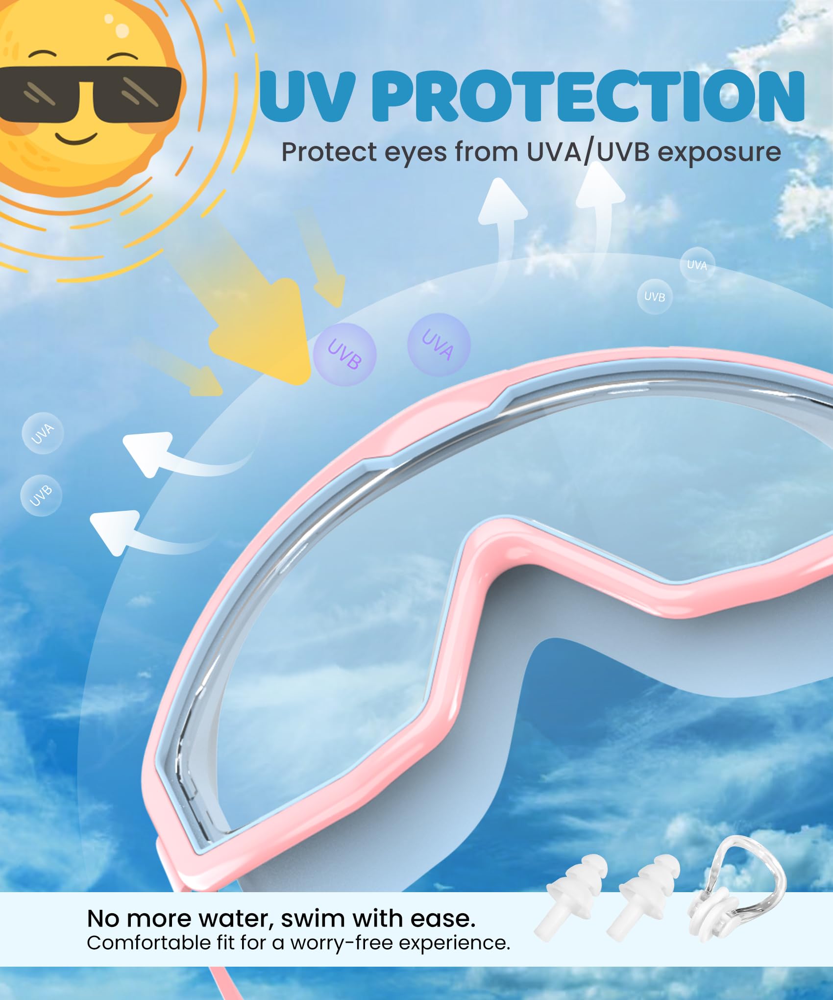Kids Goggles Alter 4-16, Anti-Fog UV 180°Clear View Kids Schwimmbrille, 3 Pack Schwimmbrillen Wasserdichte Schwimmbrille