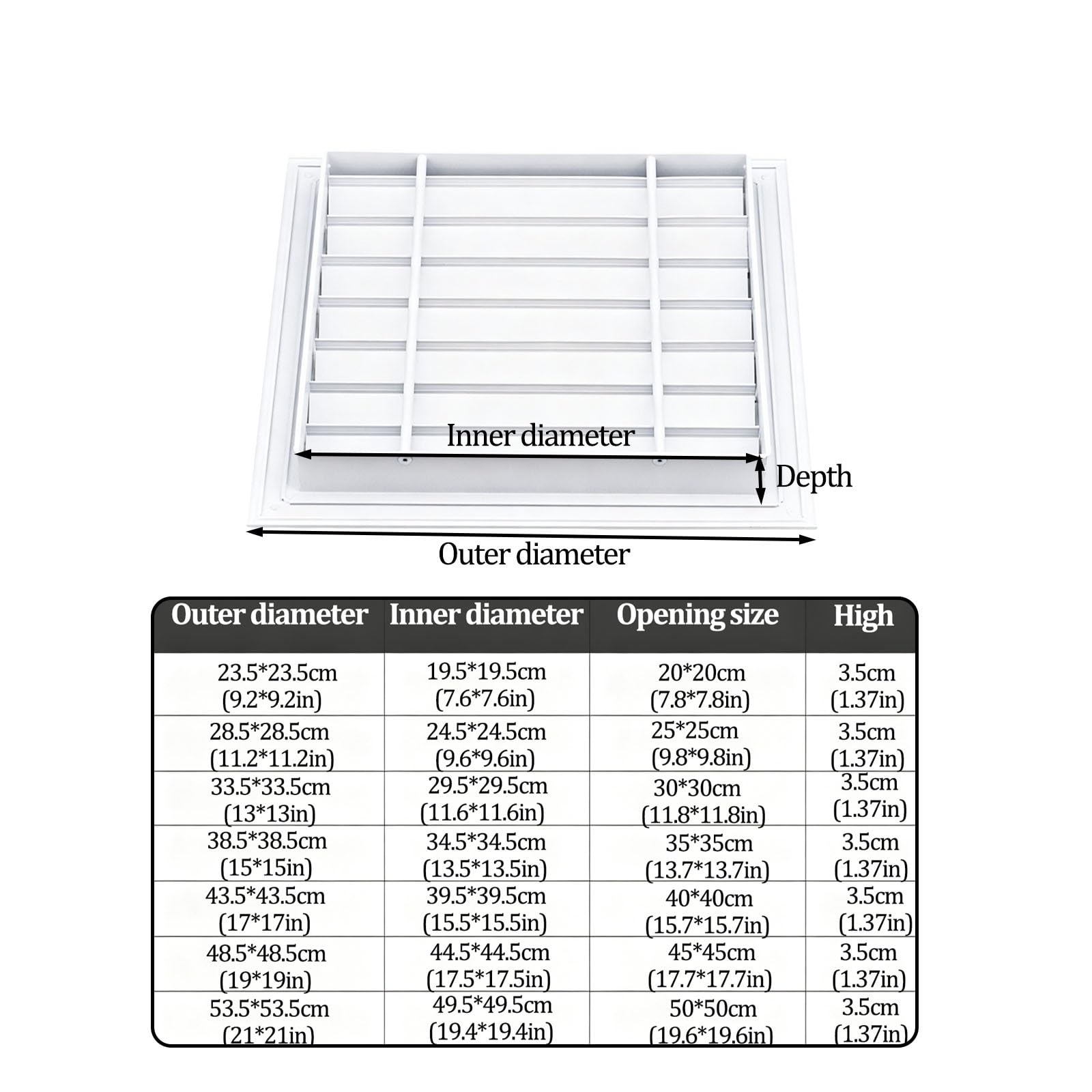 Sistemi di Ventilazione, griglia di aerazione in Alluminio | Griglia di ventilazione a rete per camino, bagno, parete e soffitto(43.5*43.5cm)