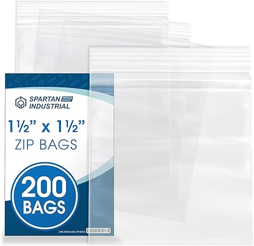 Spartan Industrial - Paquete de 200 bolsas de plástico con zíper, reutilizables, tamaño chico, de 2 Mil de grosor