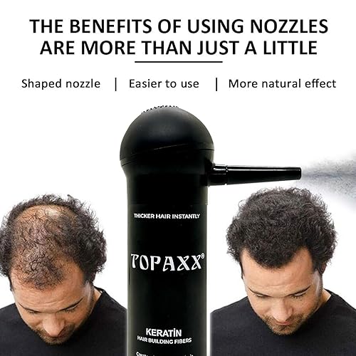 Miniatura 4 de Kit 2 en 1 de fibras de construcción de cabello, incluye fibras engrosadoras del cabello y boquilla aplicadora de pulverización, para hombres y