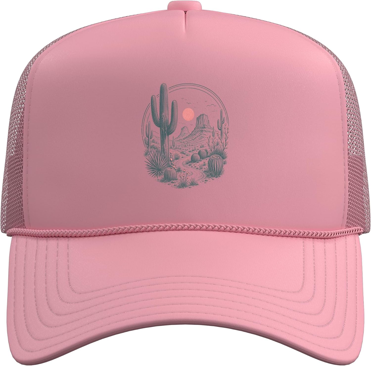 Cactus Southwest Desert Scenery Boho Style Graphic Trucker Hat with Adjustable Mesh Back image 2
