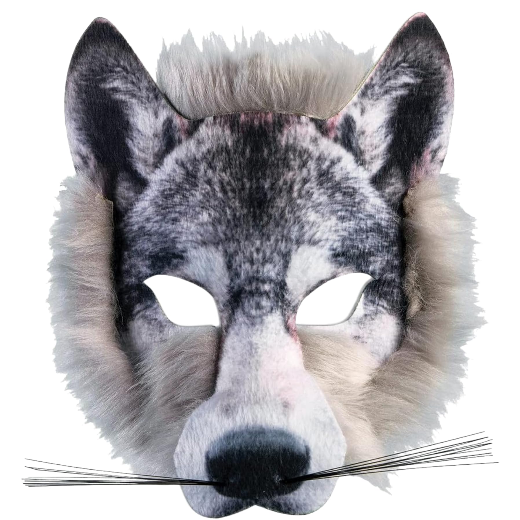 Hperu Therian Mask Wolf Mask, máscara de animales de media cara con correa elástica, máscara therian peluda, 8.3x6.7x3.2 Masilla de vestuario de cosplay divertida para Masquerade Party