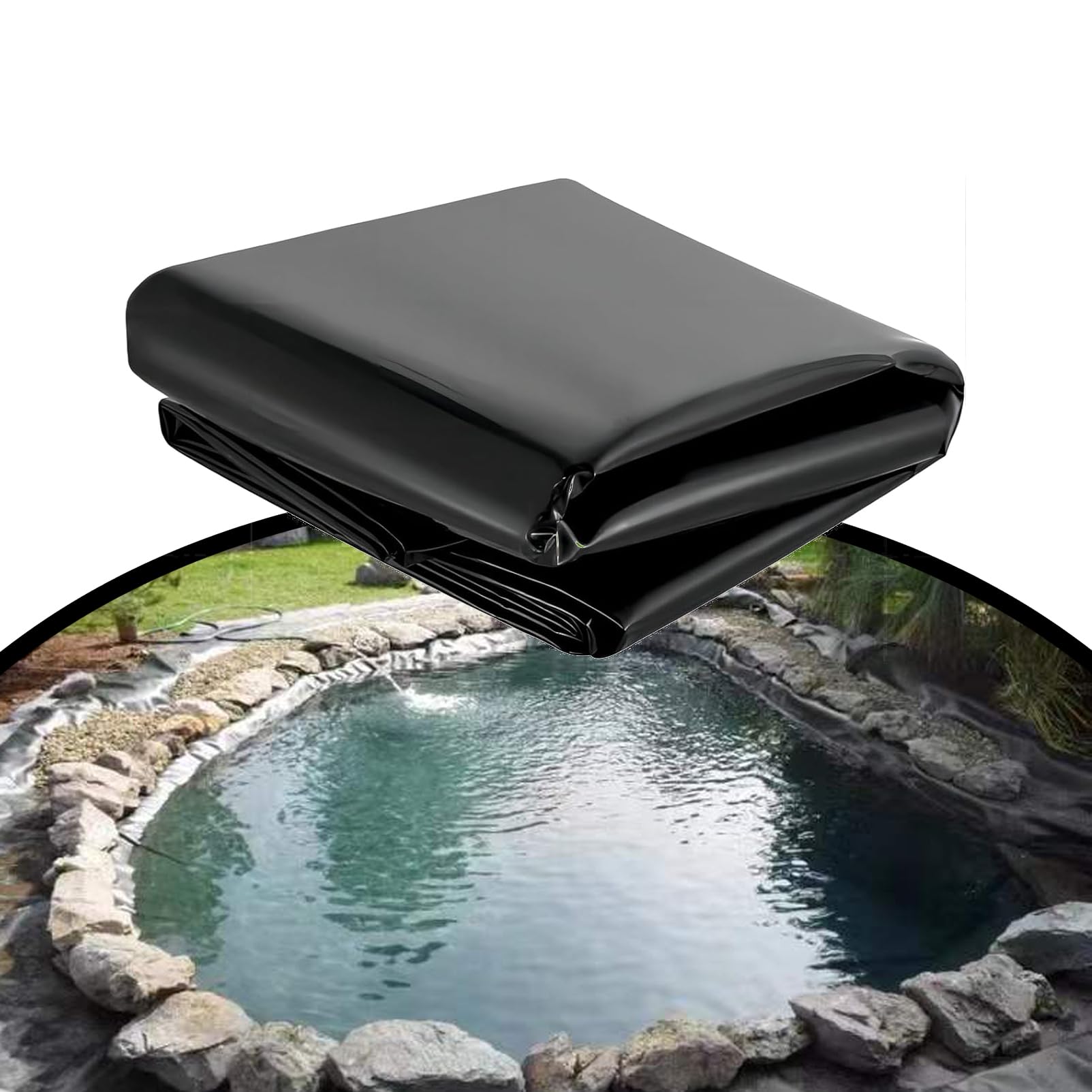 Telo di Rivestimento per laghetto in HDPE 4x12 m, Spessore Elevato, Ideale per laghetti per Pesci, fontane, laghetti per Koi, cascate, Resistente ai Raggi UV, Durevole e Impermeabile.