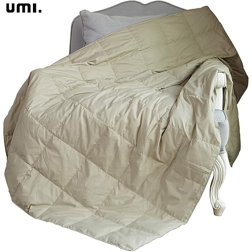 UMI Essentials Light Weight Down Feather Throw Blanket, Khaki