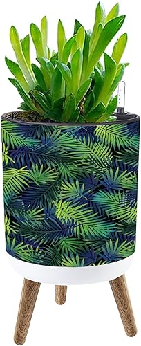 Maceta con soporte, maceta bohemia con patas de pie de 8.7 pulgadas, macetas de riego automático con entrada de agua e indicador de nivel de agua,