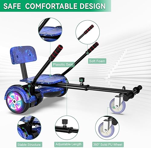 Miniatura 4 de Patinete CBD con luces LED coloridas, ruedas de 6.5", scooter eléctrico de motor dual de 300W para niños, niñas, niños, adultos, todas las edades
