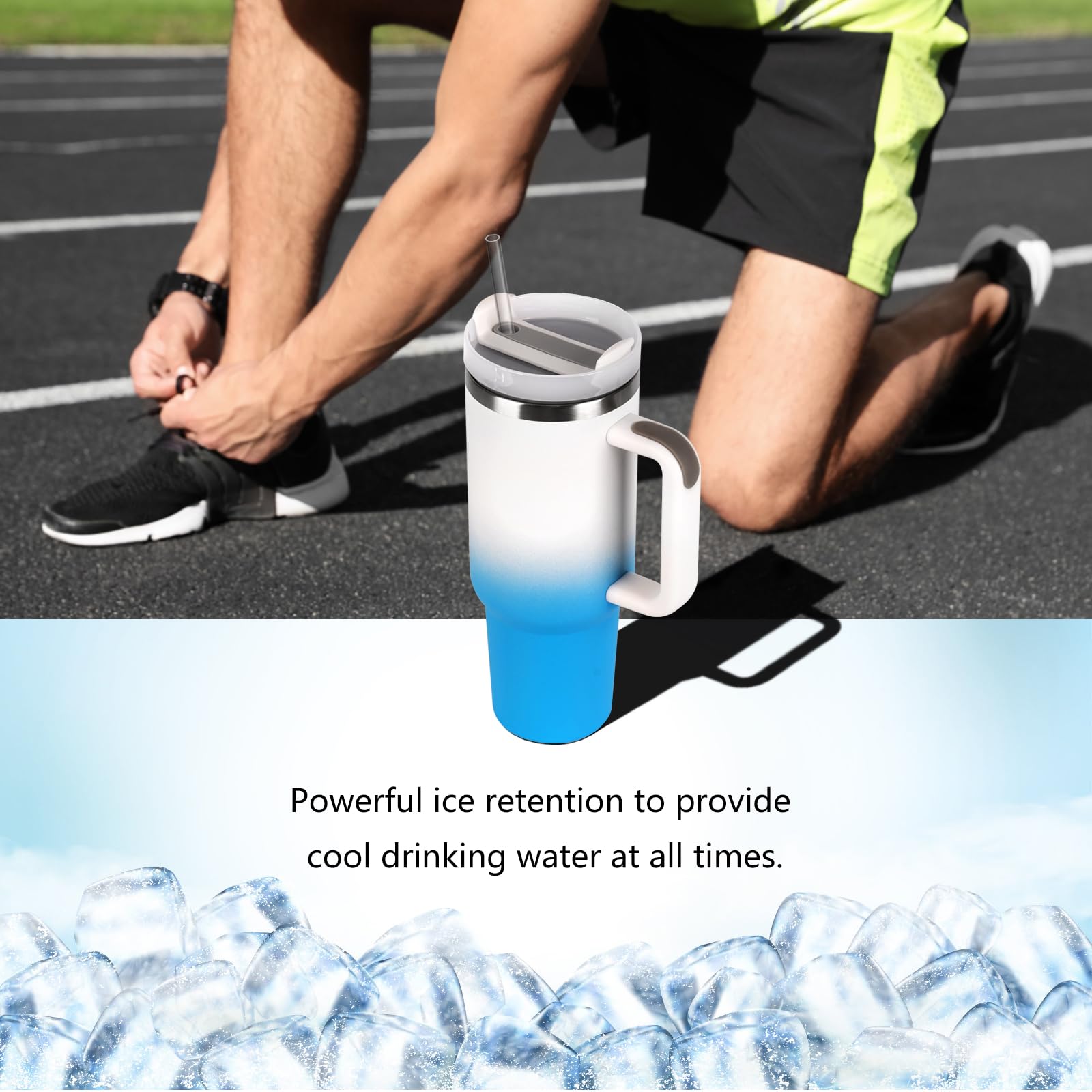 TEAMVV 40 oz Tumbler Stainless Steel Insulated Tumbler with Lid and Straw for Water, Coffee or Iced Tea, Smoothie and More Insulated Stainless Steel Water Bottle Travel Mug(Shale-1)