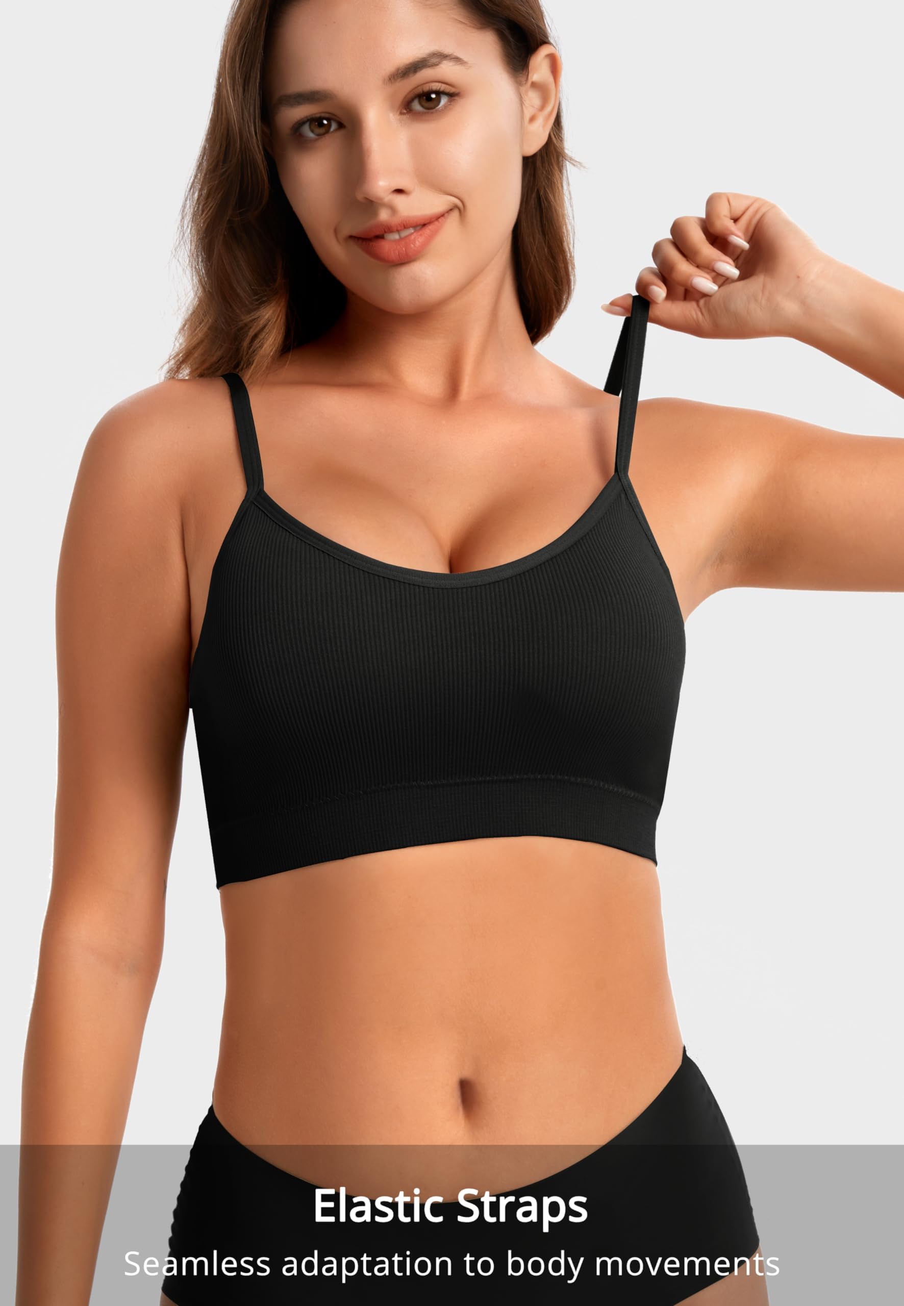 HBselect Reggiseno Senza Ferretto da Donna Reggiseno a Canotta V Collo | Seamless Bralettes, Reggiseno Sportivo Donna, Copertura Completa, Canotta T-Shirt Reggiseni Comodo Push Up Imbottito Morbido