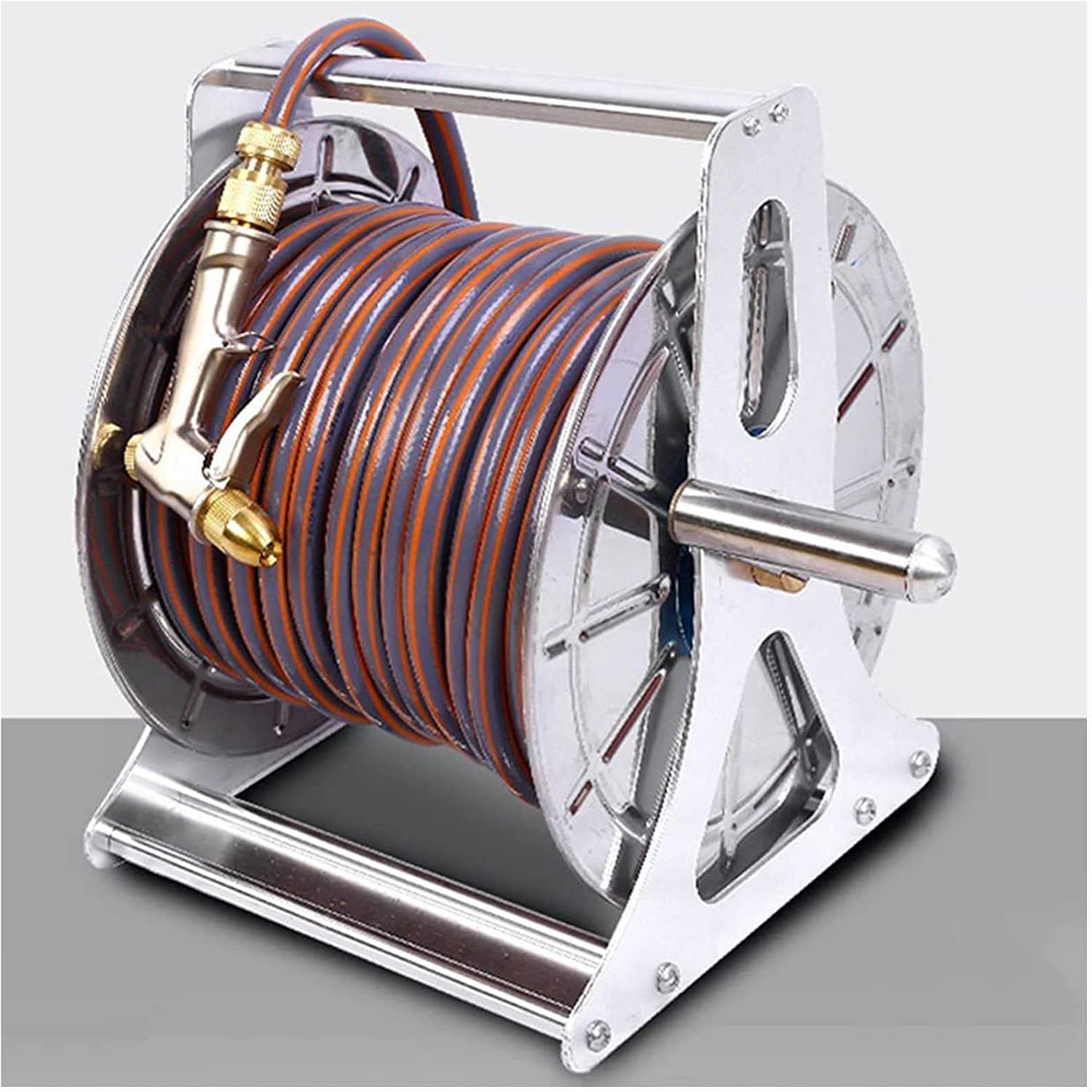 Garden Hose Reel Stand, Stainless Steel Wall Mounted Floor Garden Hose