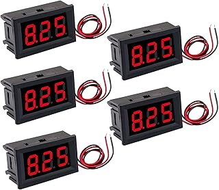 5Pack Digital Voltage Display 0.56" Two-Wire DC 3V-30V Red LED Voltmeter Waterproof Display Voltage Tester Meter